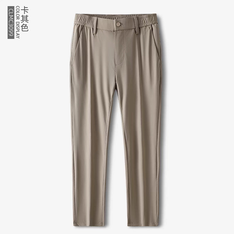 Ice silk trousers men's summer thin stretch high-grade draping straight loose business casual trousers plus size pants men
