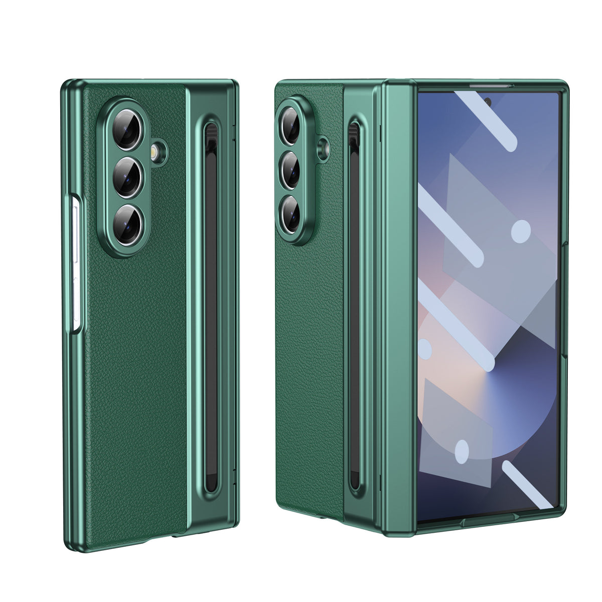 Suitable for Samsung Z Fold8 Ultra Gold Armor Pen Slot Folding Phone Case Plain Leather Shockproof 7/6 Case Film Protective Cover