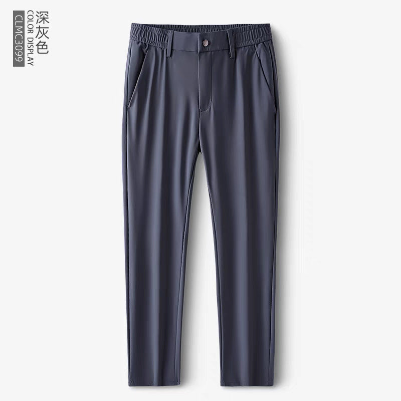 Ice silk trousers men's summer thin stretch high-grade draping straight loose business casual trousers plus size pants men