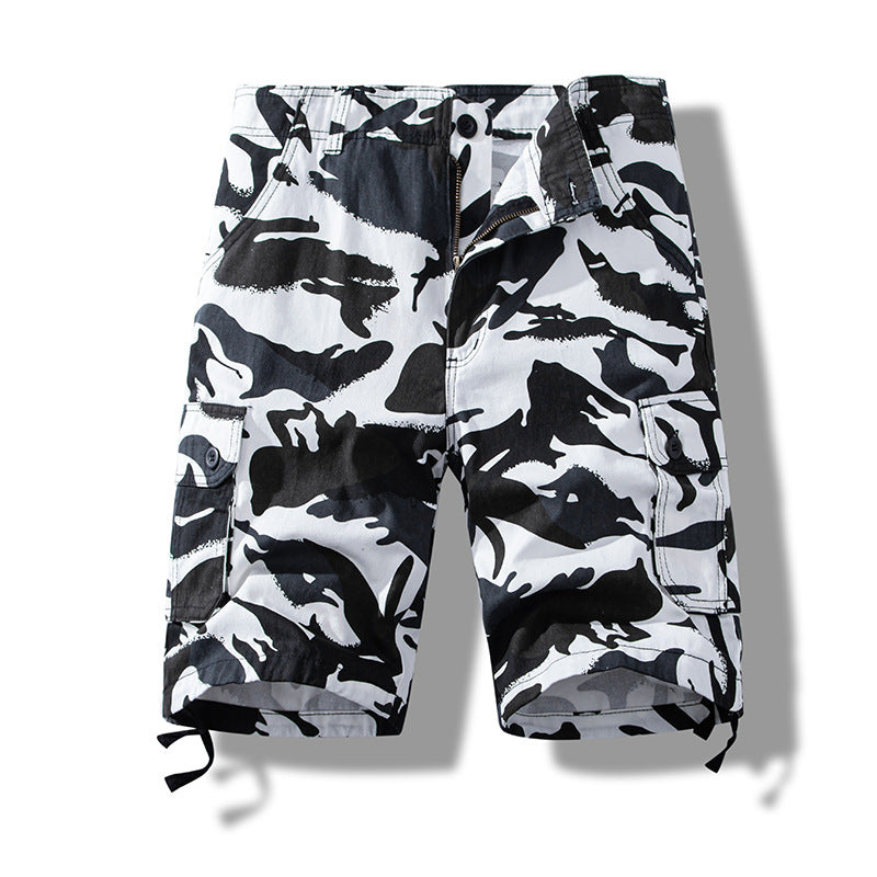Summer sports shorts men's fifth pants workwear multi-pocket loose plus size casual middle pants cotton wear-resistant fashion brand