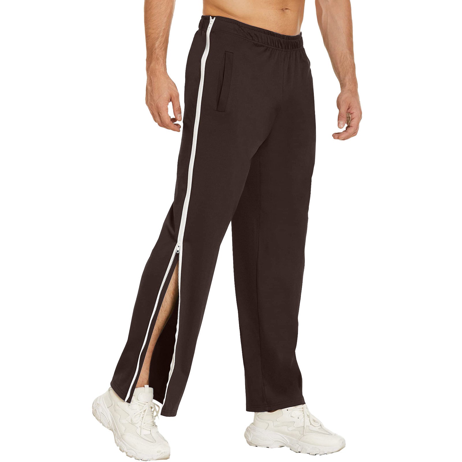 European and American Cross-Border Men's Trendy Sports Zipper Pants, Loose Sweatpants, Training Second-Take-Off Basketball Pants