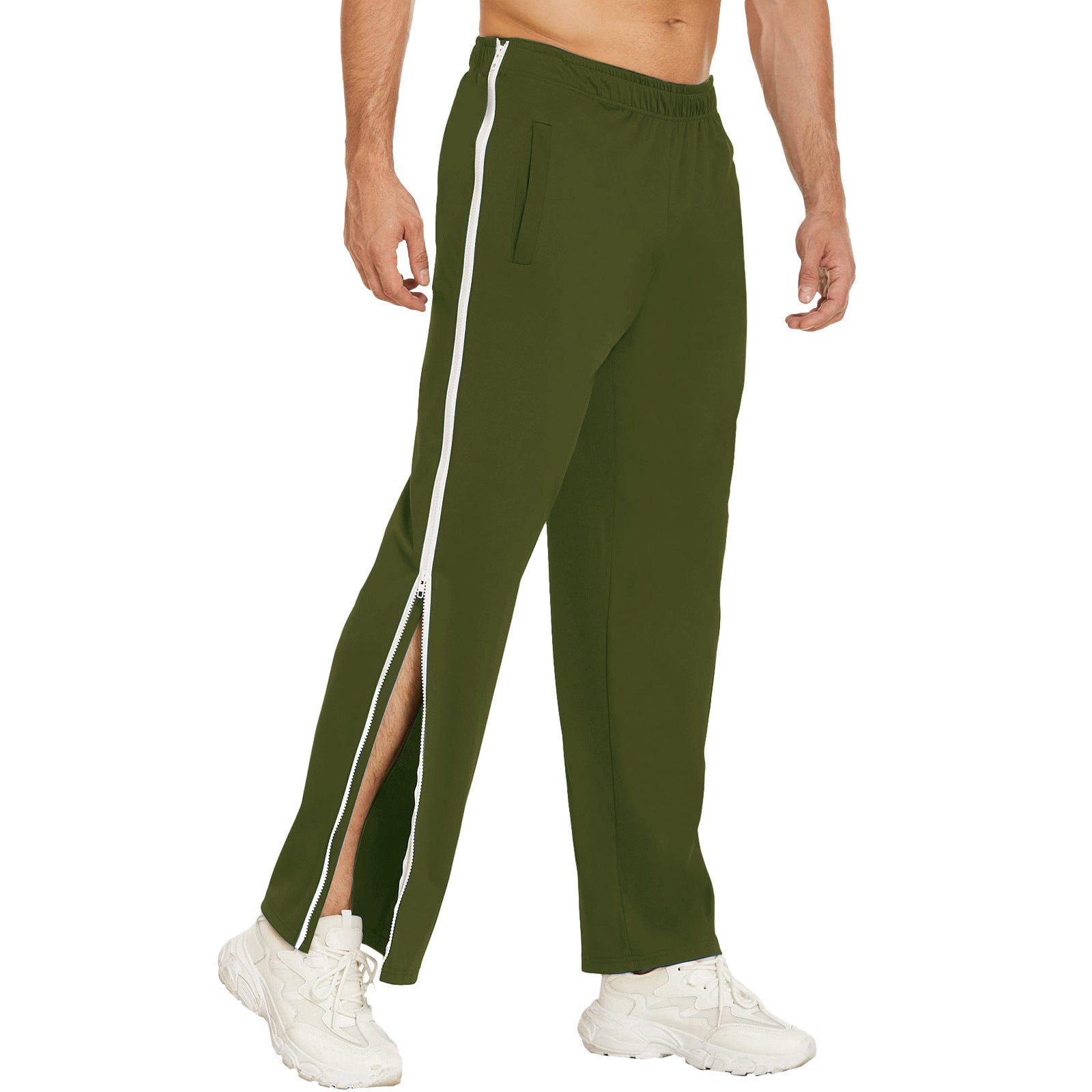 European and American Cross-Border Men's Trendy Sports Zipper Pants, Loose Sweatpants, Training Second-Take-Off Basketball Pants