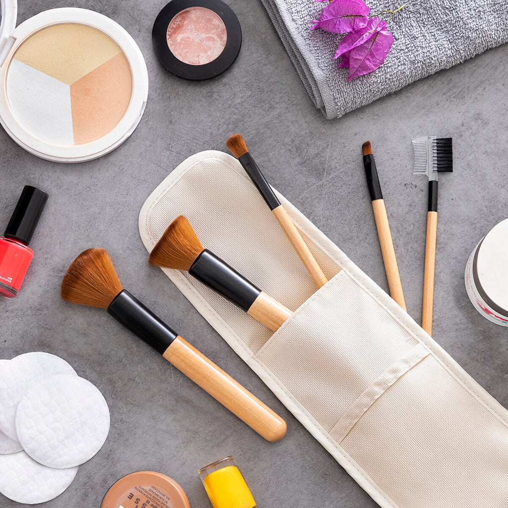 Set of Wooden Make-up Brushes with Carry Case Miset InnovaGoods 5