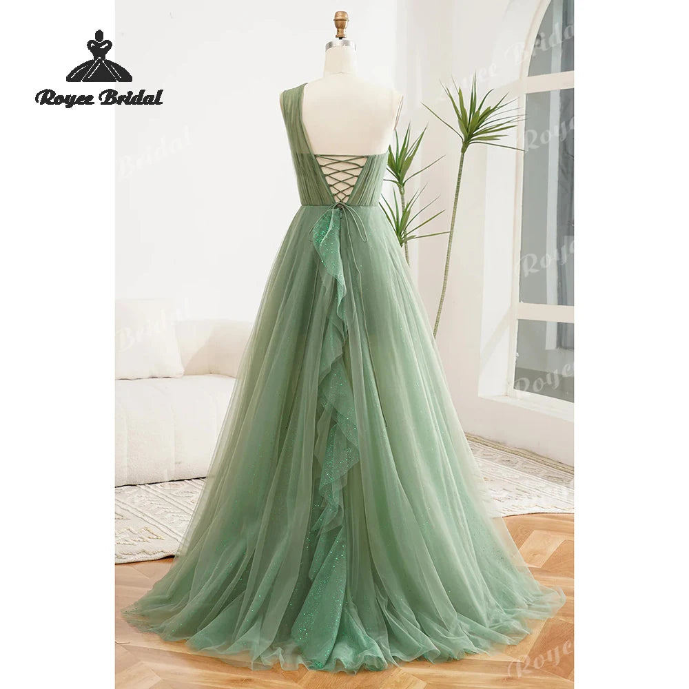 Lace Up Tulle A Line Prom Dresses 2026 One Shoulder vestidos de fiesta elegantes Customized платье на выпуск