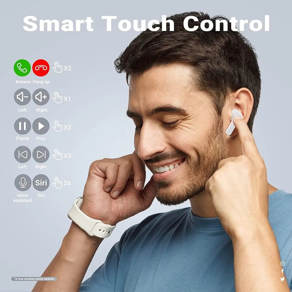 New Bluetooth 5.3 Wireless Headset Transparent Headphones LED Power Digital Display Stereo Sound Earphones for Sports Working
