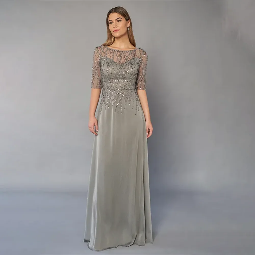 Mother Of Bride Dresses Wedding 2025 Elegant Lace Boat Neck Half Sleeve Mother Dress Formal Mother Of Bride Dresses For Women