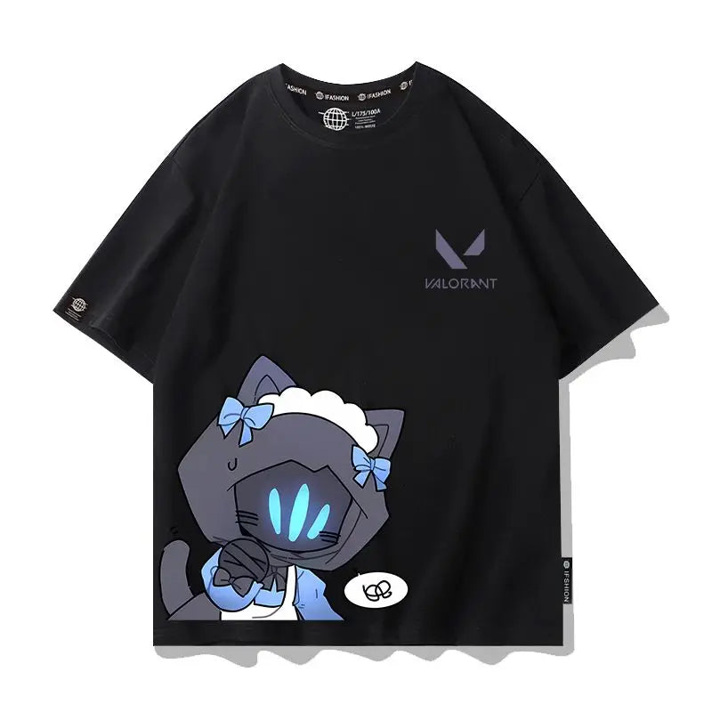 VALORANT Anime Jett Omen Clove Peripheral Short Sleeve T-Shirt Funny Women's Men Versatile Women Clothing Christmas Gift