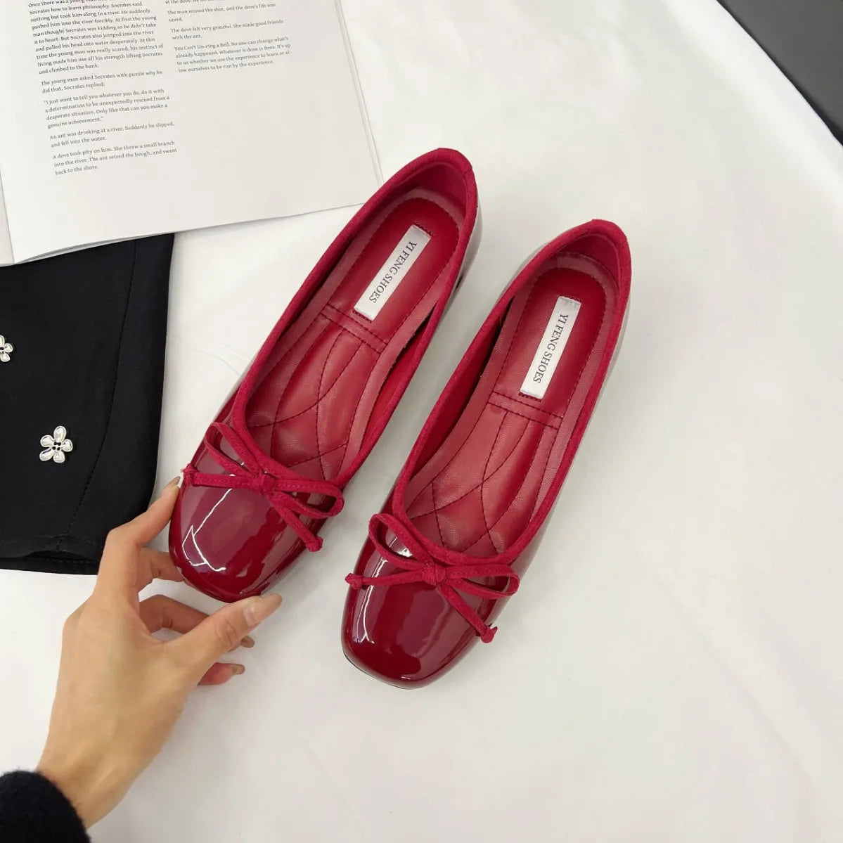 Shallow Female Soft Round Ladies Flats with Shoes Slides Footwear Fashion Butterfly-Knot Women Ballet Flats Dance Women Shoes