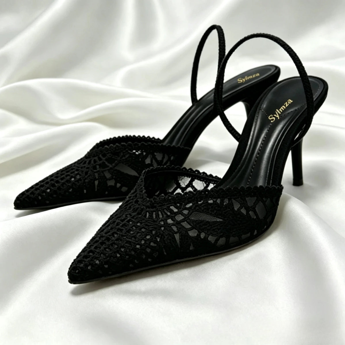 Novely Hollow Woven Design Heels for Ladies Sexy Pointed Toe Slingback Summer High-heeled Sandals Elegant Designer Dress Shoes