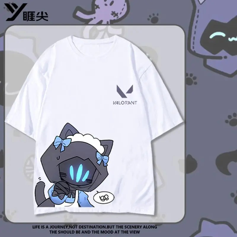 VALORANT Anime Jett Omen Clove Peripheral Short Sleeve T-Shirt Funny Women's Men Versatile Women Clothing Christmas Gift