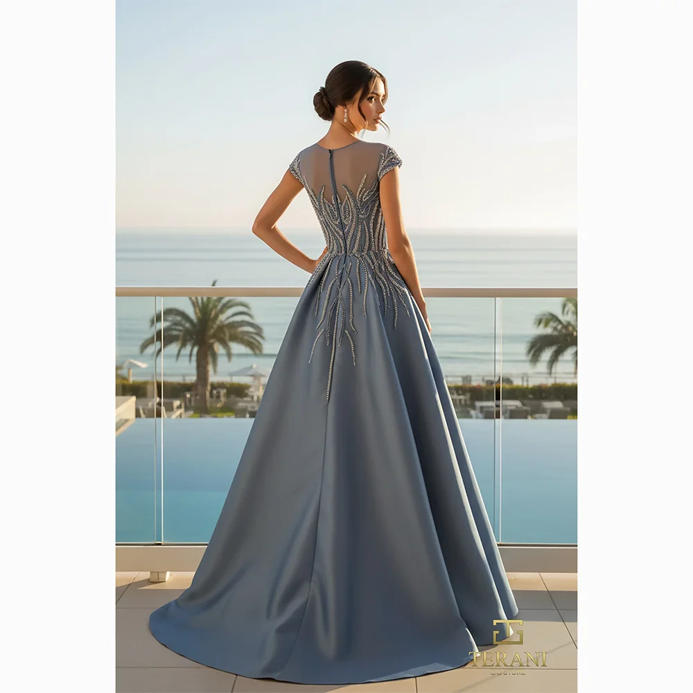 Elegant Evening Dresses Short Sleeves Bead Crystal A-line Evening Gowns Floor Length Prom Dresses Dress Customized 2026