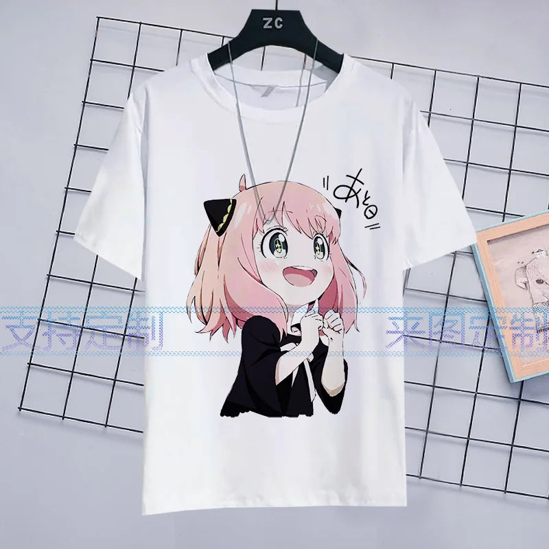 SPY×FAMILY Anime Anya Forger Peripheral Short Sleeve T-Shirt Funny Women's Men Versatile Women Clothing Christmas Gift