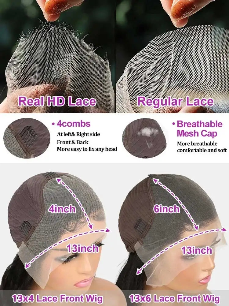 13x4 HD Loose Deep Wave Lace Front Wigs Human Hair Natural Black Pre Plucked With Baby Hair Wigs Brazilian Human Hair Bleached Knots With Baby Hair Nature Black Glueless Frontal Wigs Curly Frontal Wigs Human Hair With Baby Hair