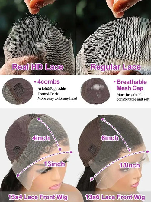 13x4 HD Loose Deep Wave Lace Front Wigs Human Hair Natural Black Pre Plucked With Baby Hair Wigs Brazilian Human Hair Bleached Knots With Baby Hair Nature Black Glueless Frontal Wigs Curly Frontal Wigs Human Hair With Baby Hair