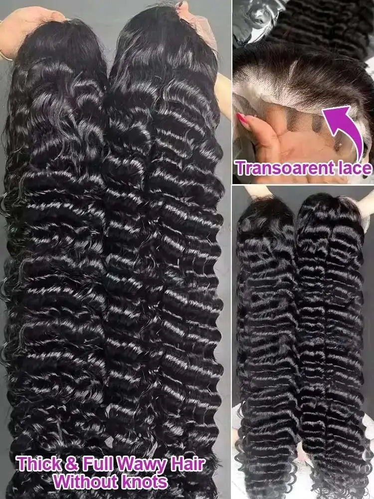 13x4 HD Loose Deep Wave Lace Front Wigs Human Hair Natural Black Pre Plucked With Baby Hair Wigs Brazilian Human Hair Bleached Knots With Baby Hair Nature Black Glueless Frontal Wigs Curly Frontal Wigs Human Hair With Baby Hair