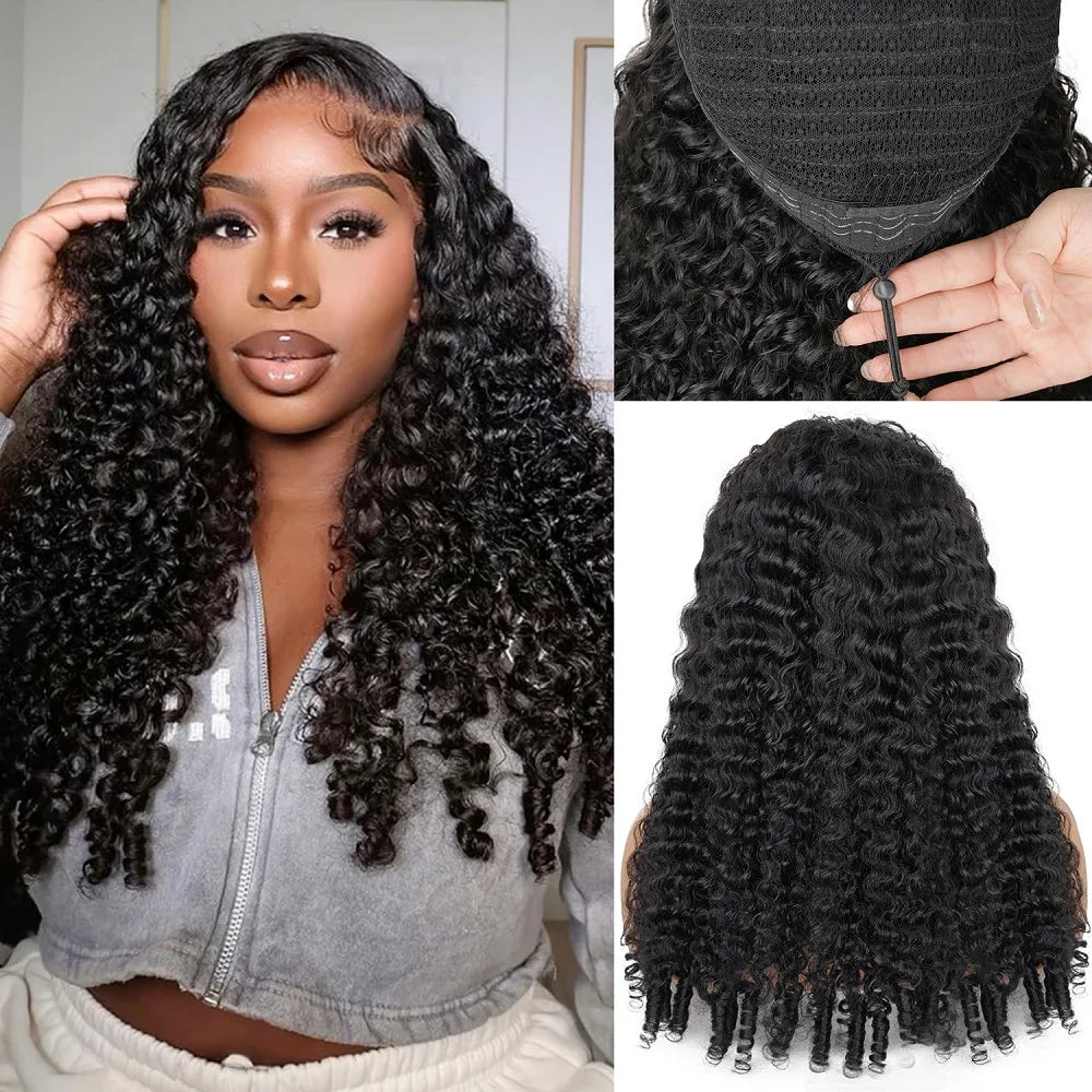 Natural Colored Burmese Curly Wave Glueless Human Hair Wigs For Women 44 46 Inch 7x6 HD 200 Density Full Lace Closure Wigs