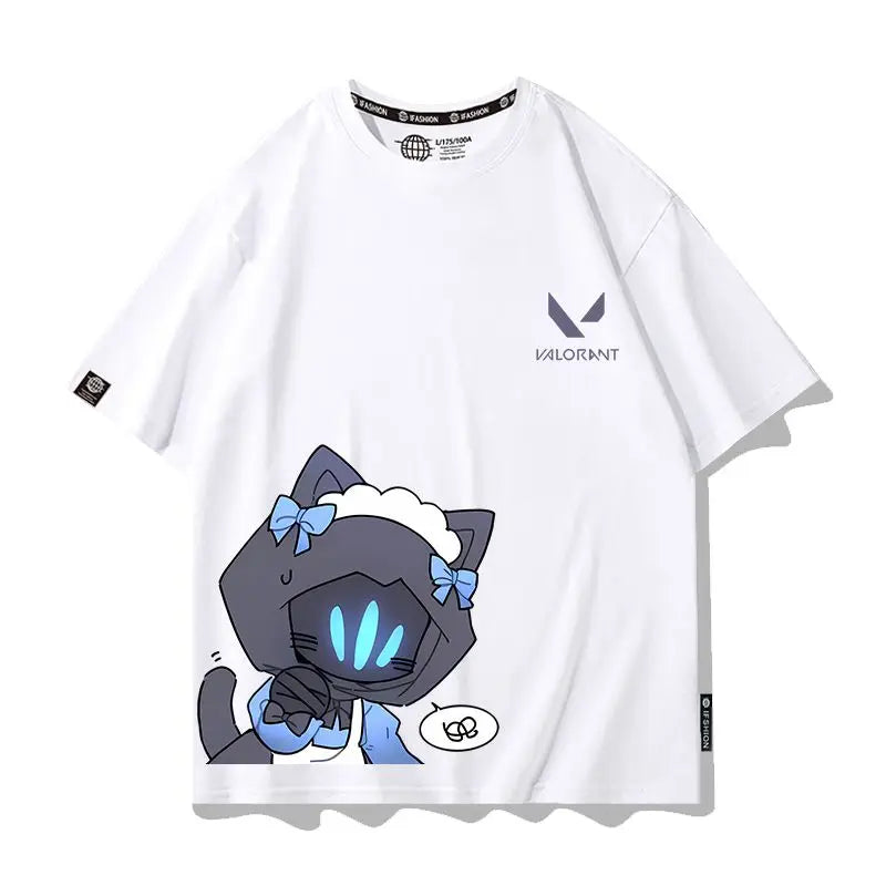 VALORANT Anime Jett Omen Clove Peripheral Short Sleeve T-Shirt Funny Women's Men Versatile Women Clothing Christmas Gift