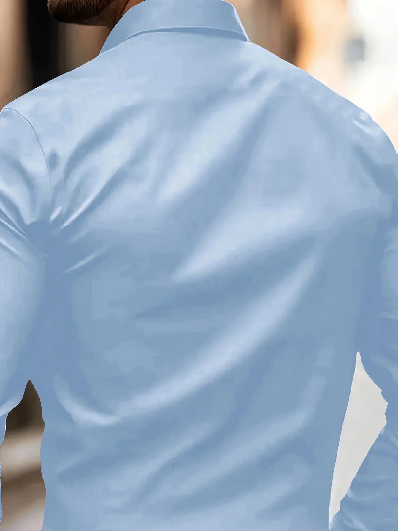 Klassisches, elegantes Herren Hemd mit langen Ärmeln - Halbtransparent, Hellblau, Perfekt für Business und formelle Anlässe, Frü
