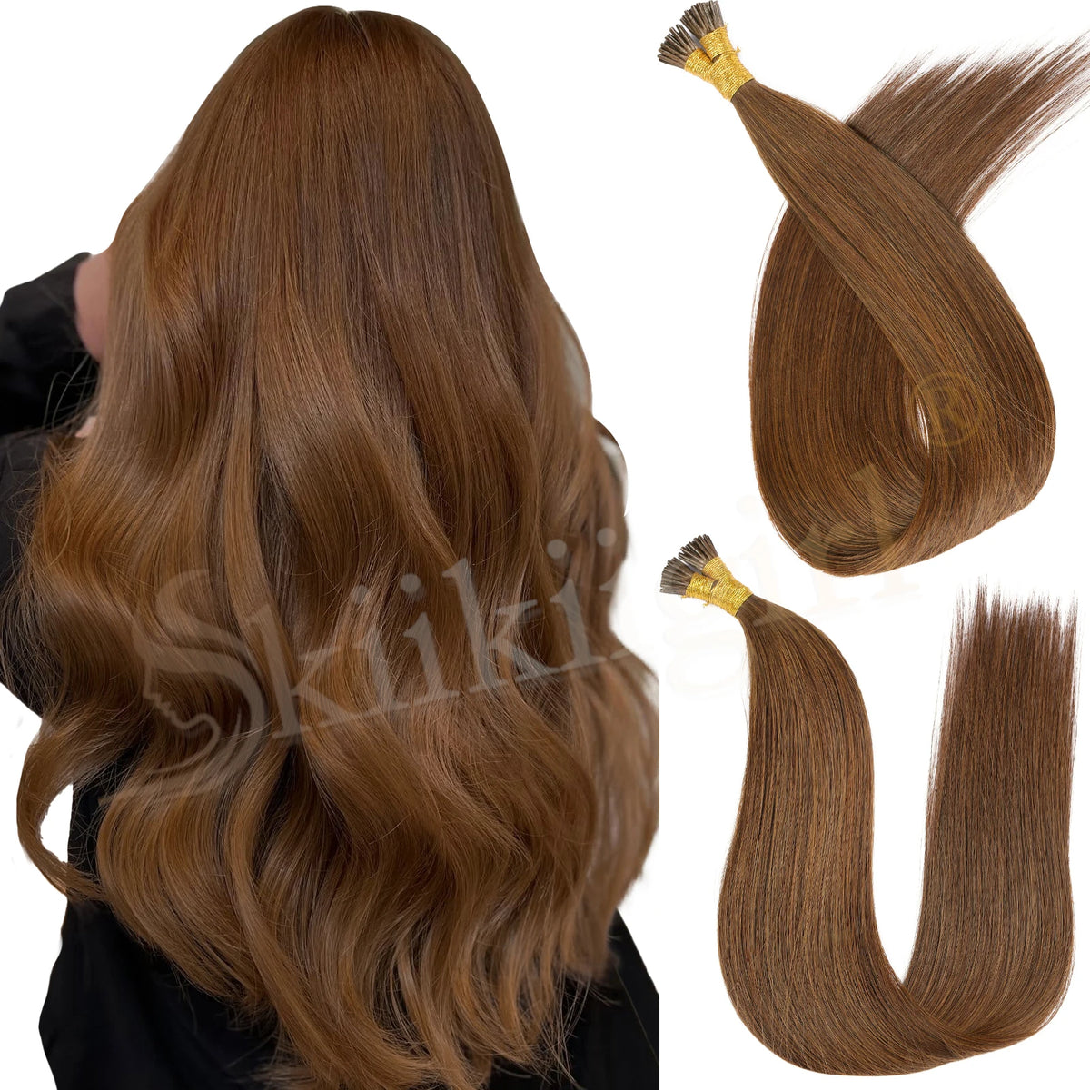 kiikiigirl #4 i tip straight human hair extensions 50pcs/pack Keratin Natural Fusion Human Hair Extension 14-22in 50g