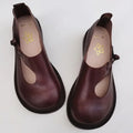 Careaymade-Genuine Leather Big Shoes Retro National Round Head Women's Shoes Original Leather Breathable Handmade Single Shoes