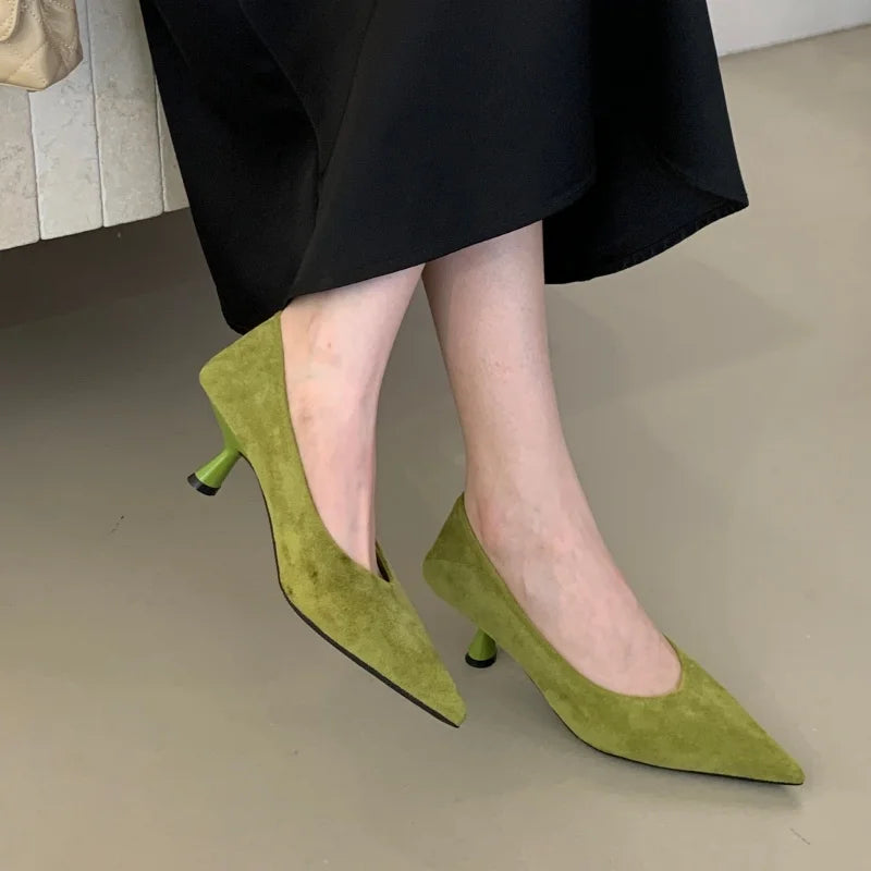 Bailamos Autumn Pointed Toe Women Sandals Sexy Shallow Slip On Pumps Shoes Fashion Thin High Heel Ladies Elegant Dress Shoes