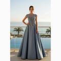 Elegant Evening Dresses Short Sleeves Bead Crystal A-line Evening Gowns Floor Length Prom Dresses Dress Customized 2026