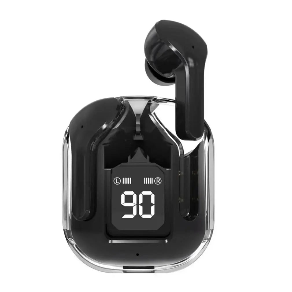 New Bluetooth 5.3 Wireless Headset Transparent Headphones LED Power Digital Display Stereo Sound Earphones for Sports Working