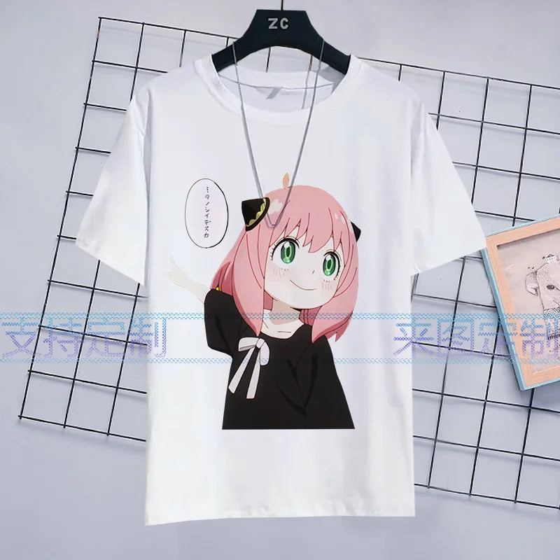 SPY×FAMILY Anime Anya Forger Peripheral Short Sleeve T-Shirt Funny Women's Men Versatile Women Clothing Christmas Gift
