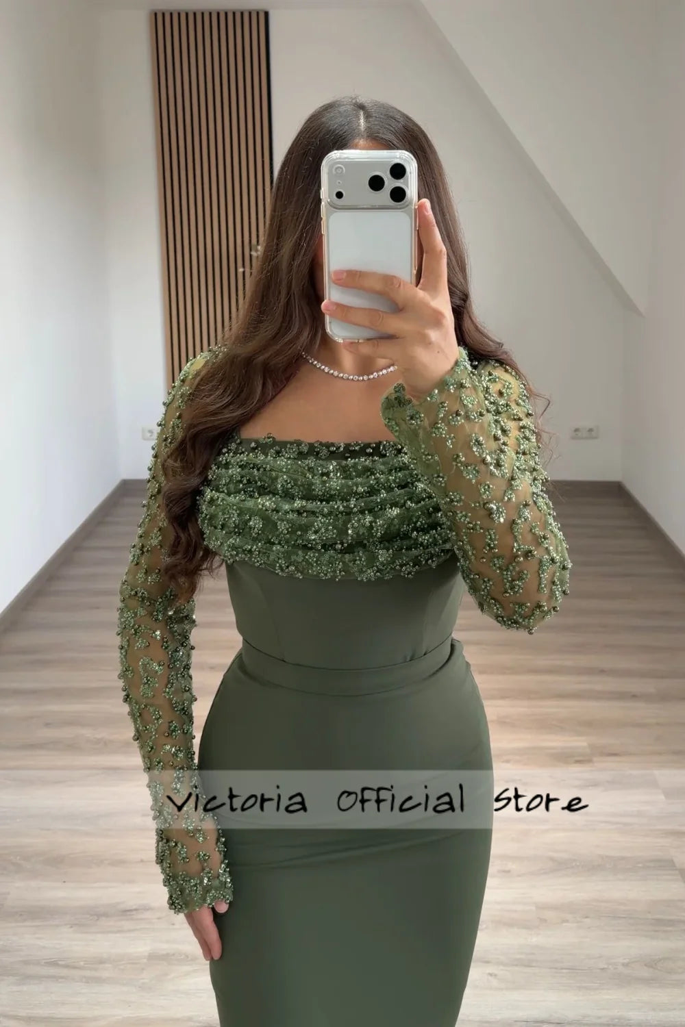 Light Green Long Sleeve Evening Dress Beaded Mermaid Sweety Dubai Elegant Party Gown Arabic Mexican Reception Dress Customized