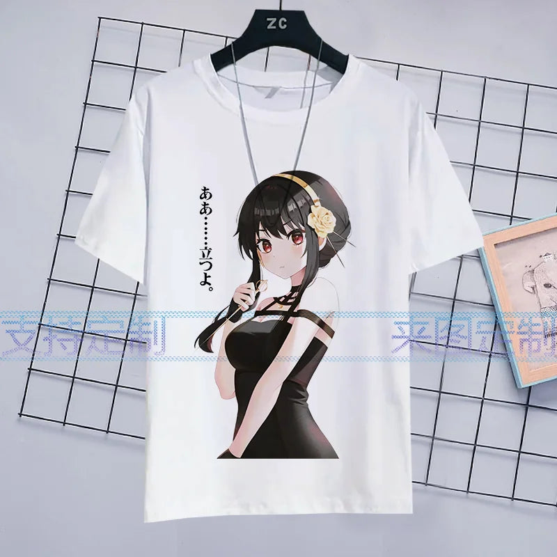 SPY×FAMILY Anime Anya Forger Peripheral Short Sleeve T-Shirt Funny Women's Men Versatile Women Clothing Christmas Gift