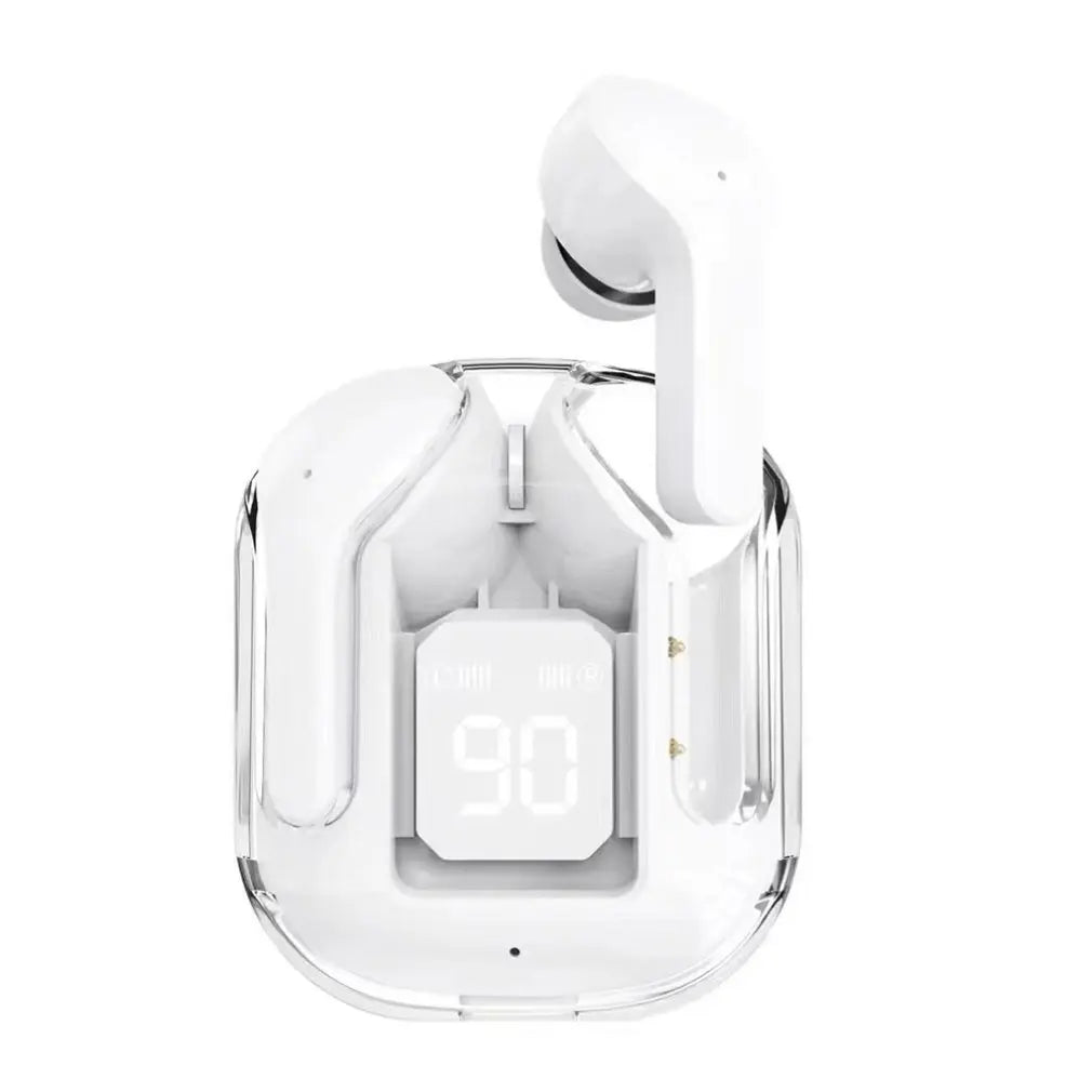 New Bluetooth 5.3 Wireless Headset Transparent Headphones LED Power Digital Display Stereo Sound Earphones for Sports Working
