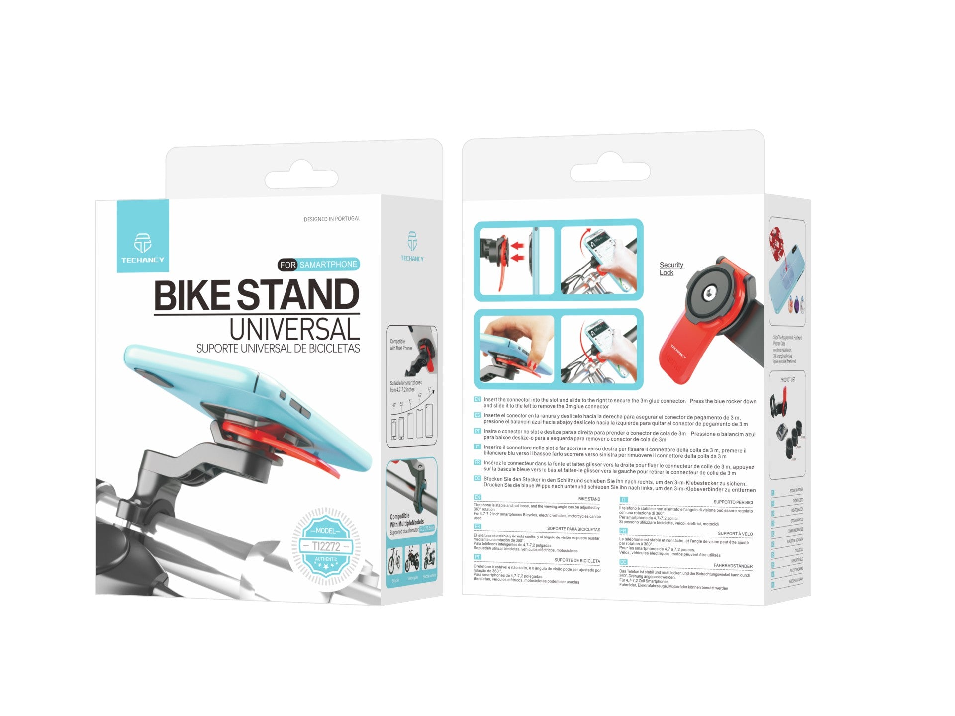 Suporte universal para telemóvel Techancy, compatível com bicicletas e