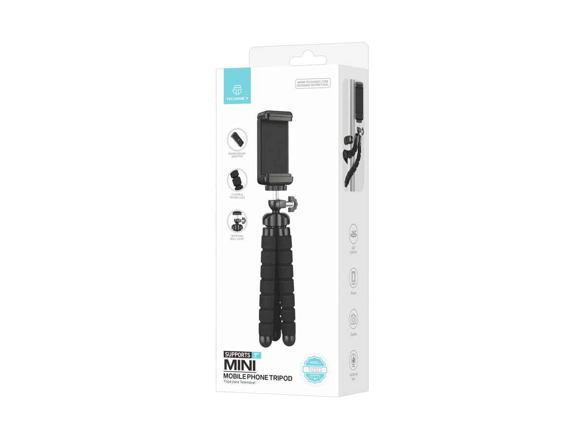 Techancy Mini Tripé Preto Ti2323 Com Pernas Dobráveis, Incl. Cabeça