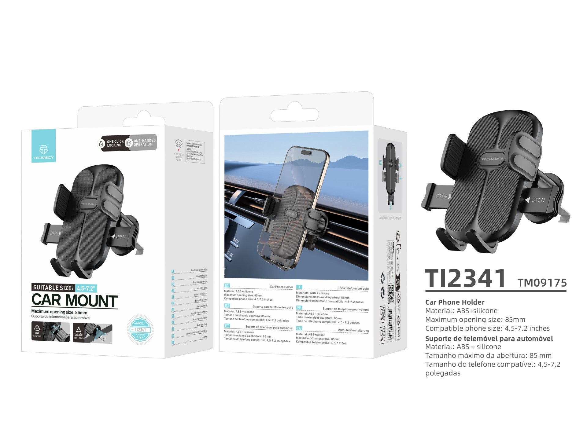 Techancy suporte de telemovel para carro TI2341 Operacao com uma mao