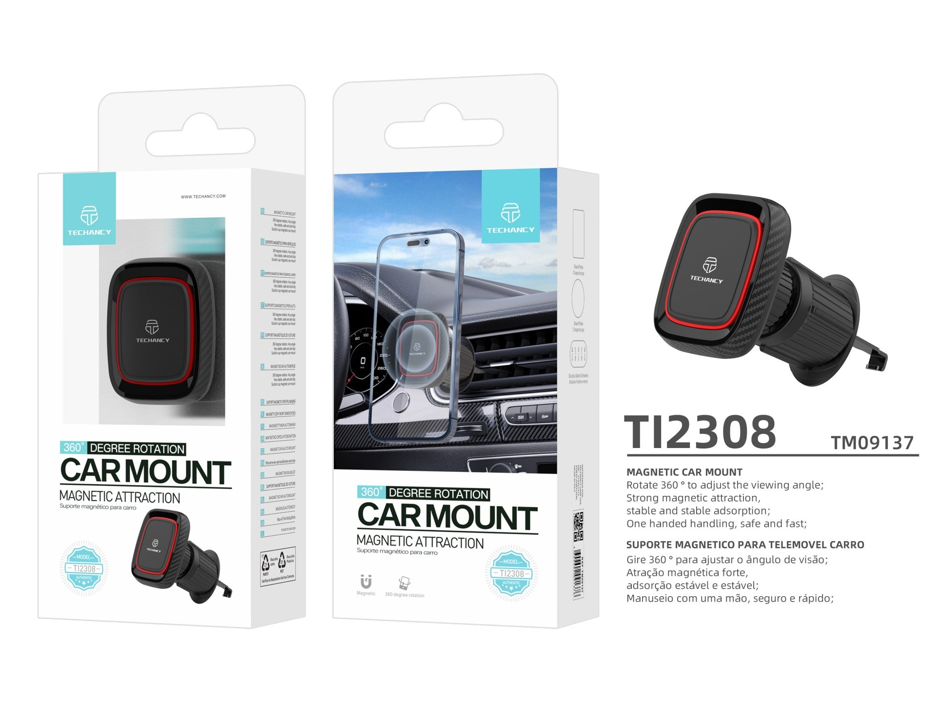 Techancy Suporte Magnético Para Telemóvel Para Automóvel Ti2308,