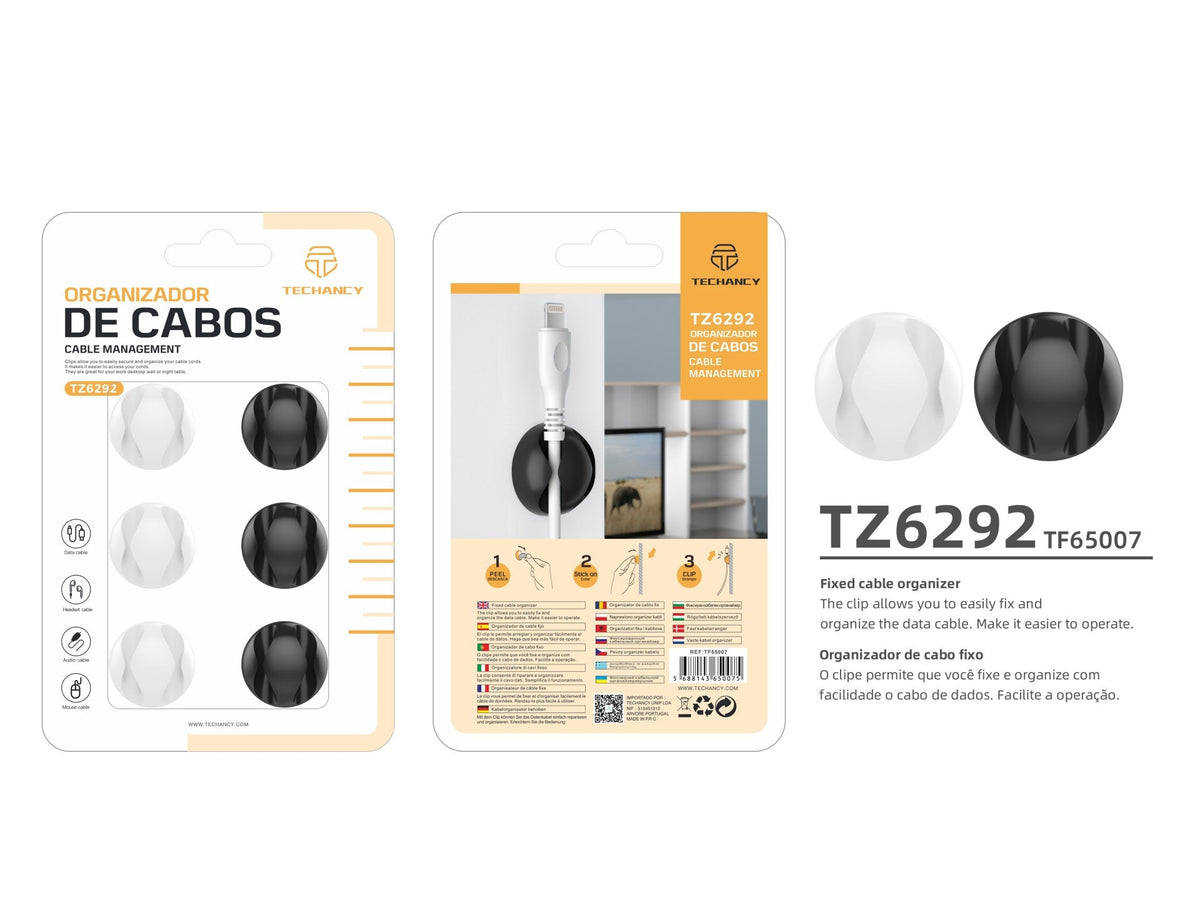 Suporte para cabos Techancy, TZ6292, embalagem com 6 unidades,