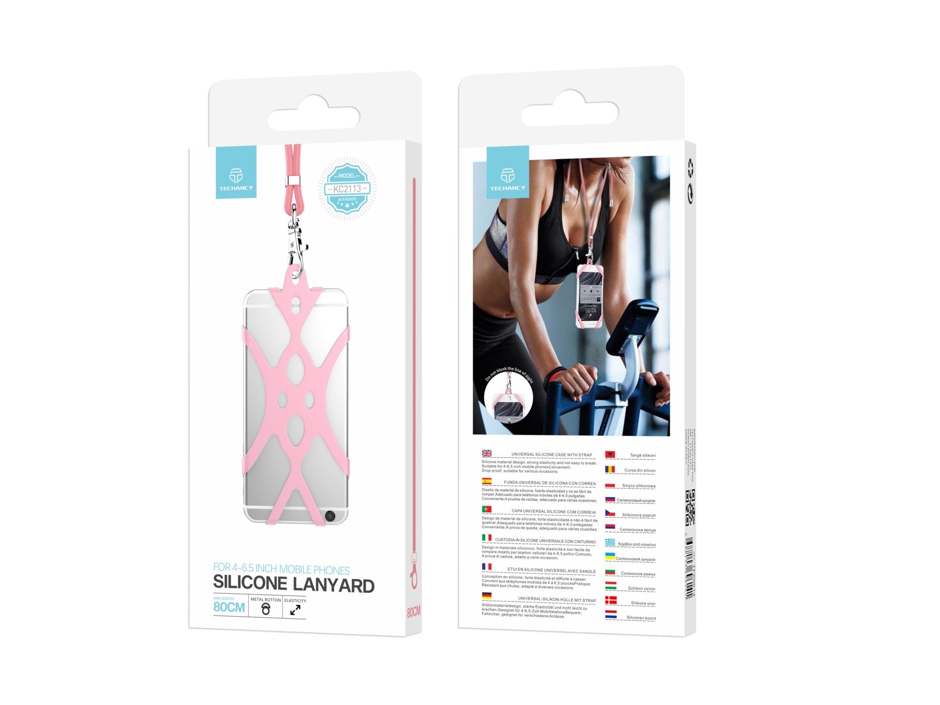 Correia universal de silicone para telemóvel Techancy, 80 cm, KC2113,