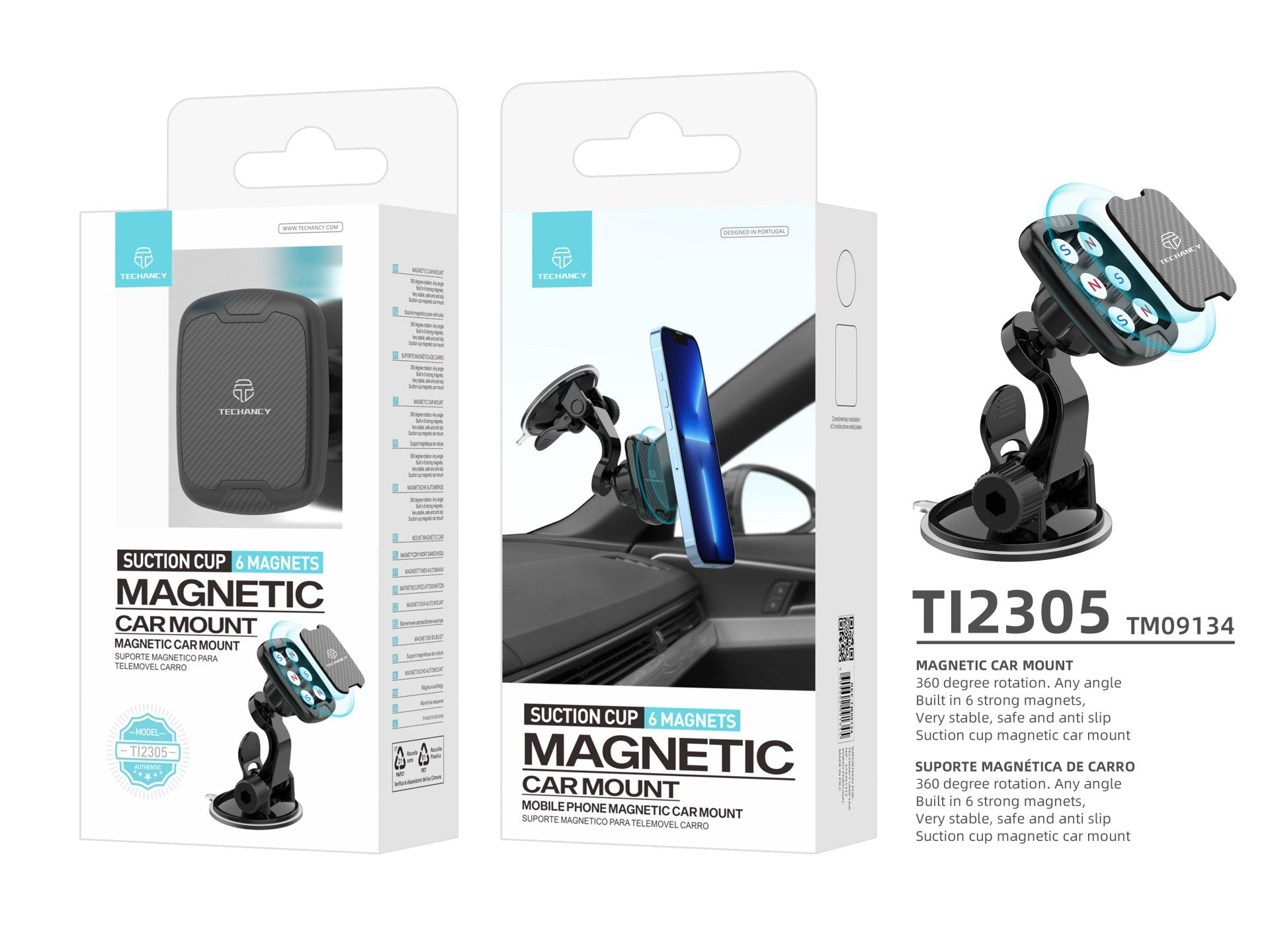 Techancy Suporte Magnético Para Telemóvel Para Automóvel Ti2305,