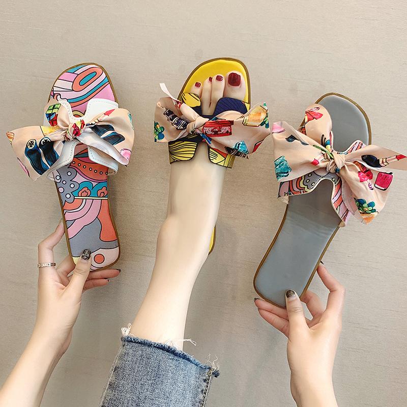 2021 Summer Fashion Sandals Shoes Women Bow Summer Sandals Slipper
